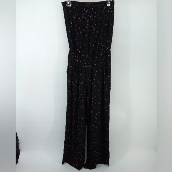 Aritzia Sunday Best Taggie Black Jumpsuit S Roses Floral Pull On Strapless - Picture 10 of 15